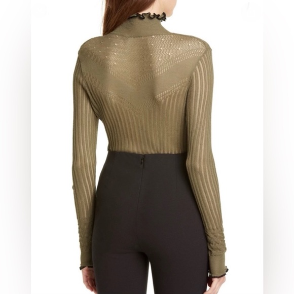 Rag & Bone Green Crochet Lace Long Sleeve Mock Neck - Picture 2 of 7